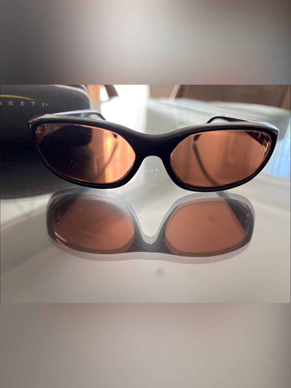 Serengeti Men’s Black Sunglasses with Amber Lenses